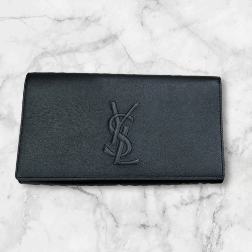Yves Saint Laurent YSL Black on Black Clutch with Dust Bag - Picture 15 of 15